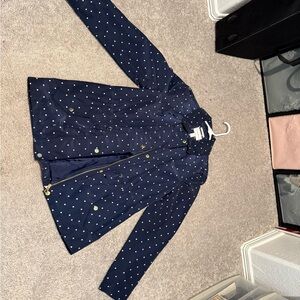 Charter Club Navy Polka Dot Trench Coat